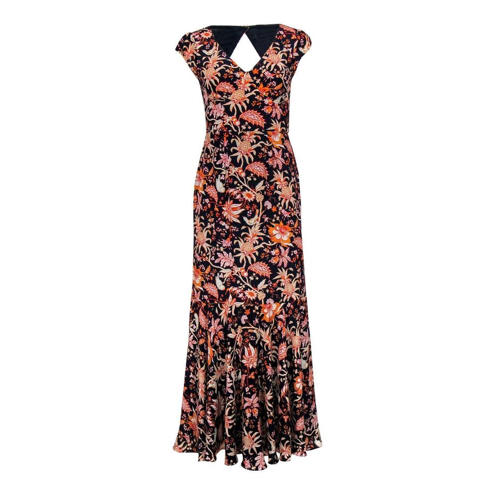 Leifsdottir Anthropologie Floral Silk Maxi Dress